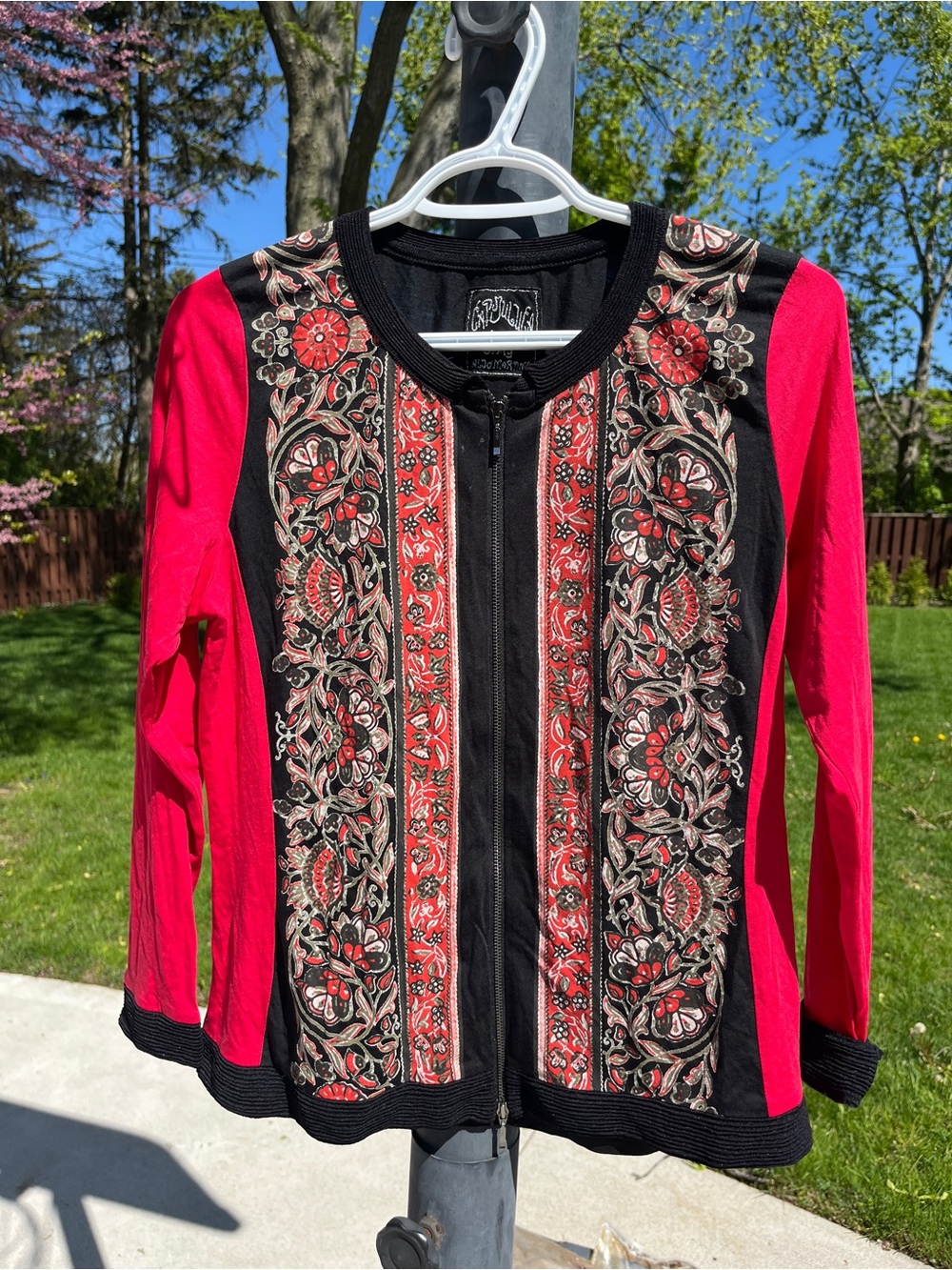 Aldo Martins "Cap Juluca" Floral Zip-Up Knit Top - Size 8 / Medium